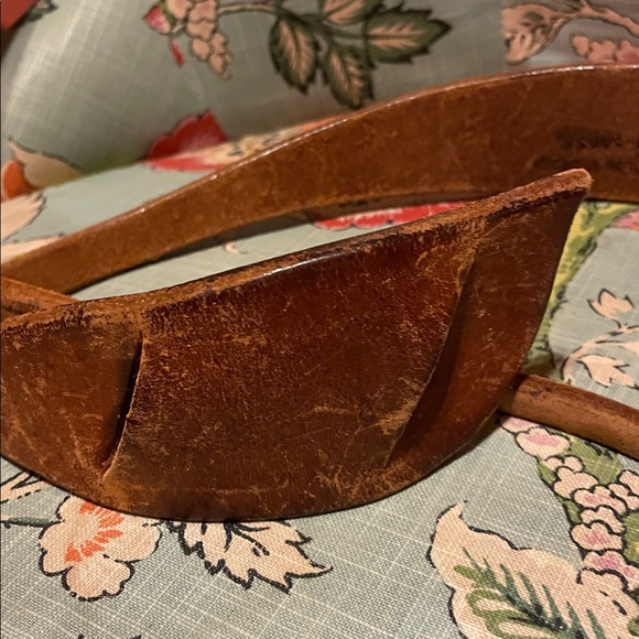 Vintage Brown Leather Belt by Roger Rilleau, 47” - Picture 5 of 6